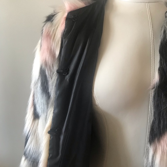 CYNTHIA ROWLEY Faux Fur Multicolor Jacket - Picture 6 of 8